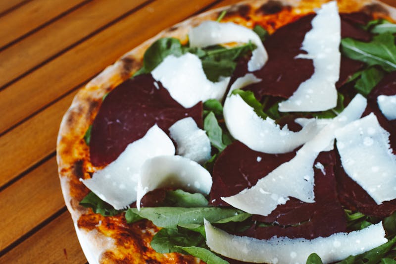 Vegetarian pizza with colorful seasonal vegetables